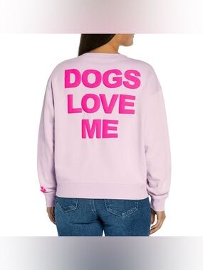 NWT - Wildfox “Dogs Love Me” Graphic Crewneck Sweater in Orchid Petal - Size XL